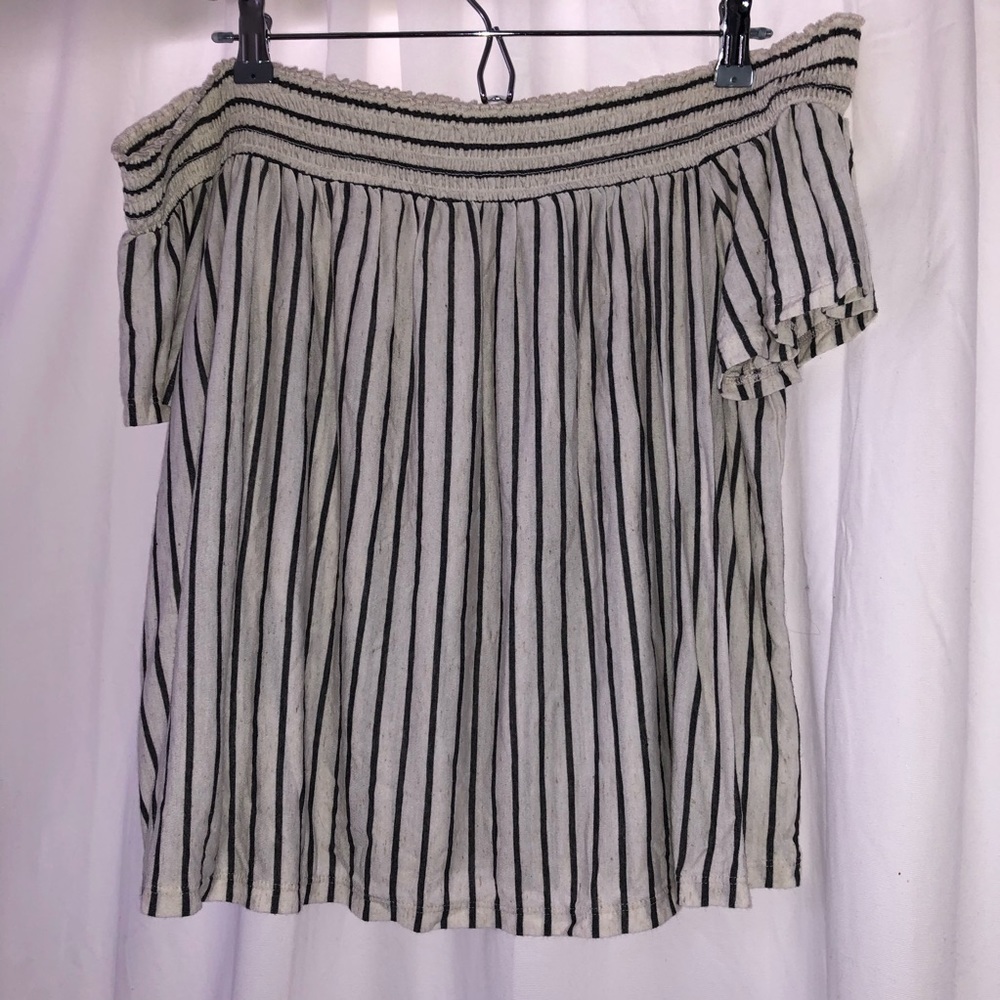 American Eagle Striped Off The Shoulder Top
